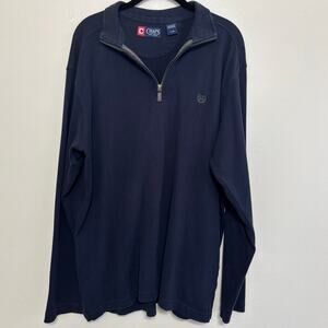 Chaps Navy Quarter Zip Pullover Mock Neck Size Large